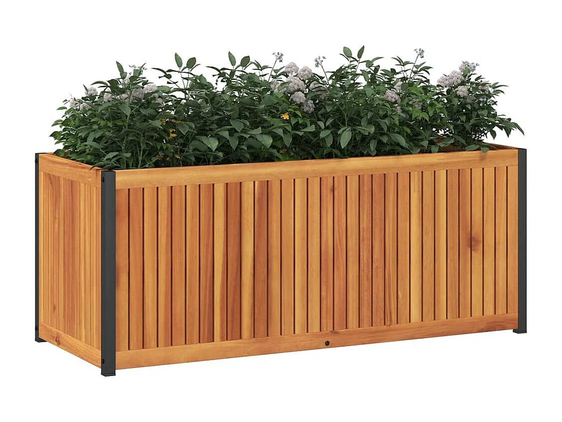 Vaso/floreira de jardim 110x45x44 cm acácia maciça e aço PT818144