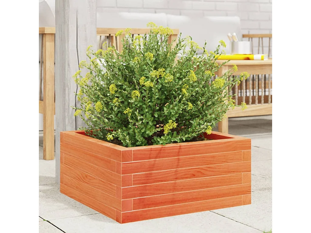 Jardinière cire marron 60x60x23 cm bois de pin massif FR58108