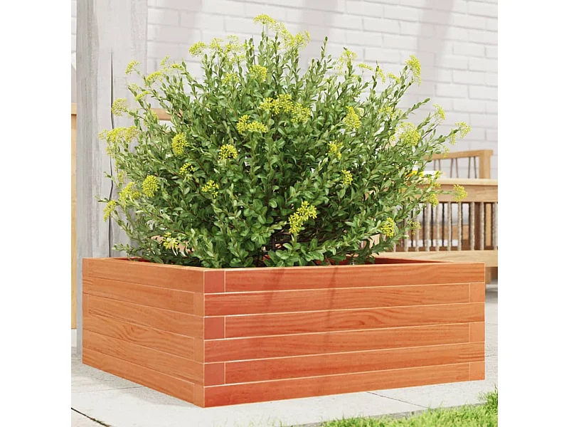 Jardinière cire marron 60x60x23 cm bois de pin massif FR58108