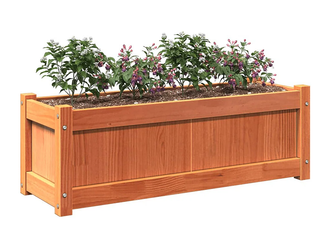 Plantenbak 90x31x31 cm massief grenenhout wasbruin BE556232