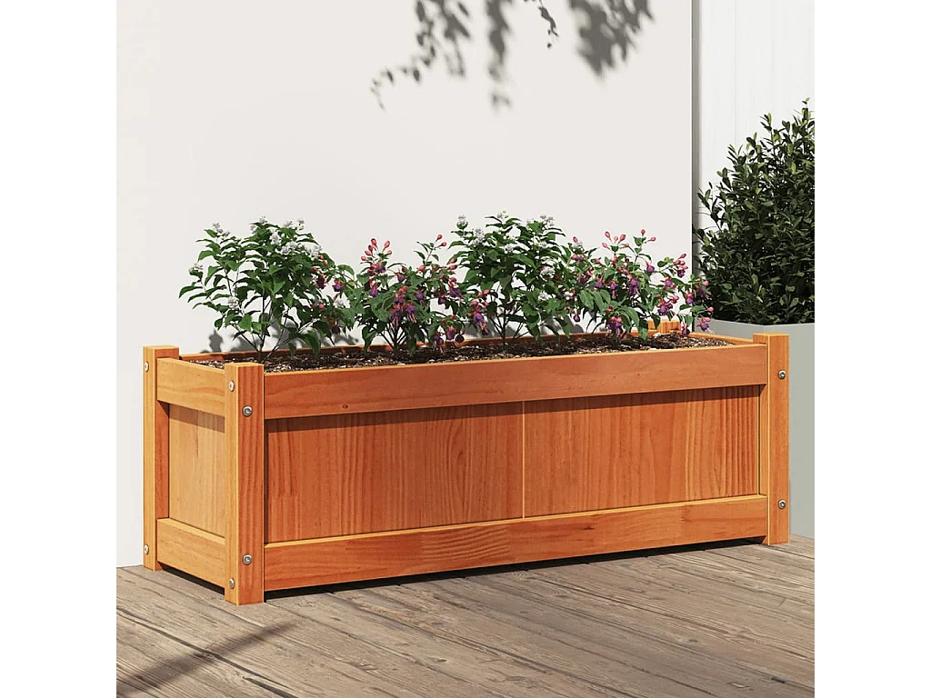 Jardinière cire marron 90x31x31 cm bois de pin massif FR60006