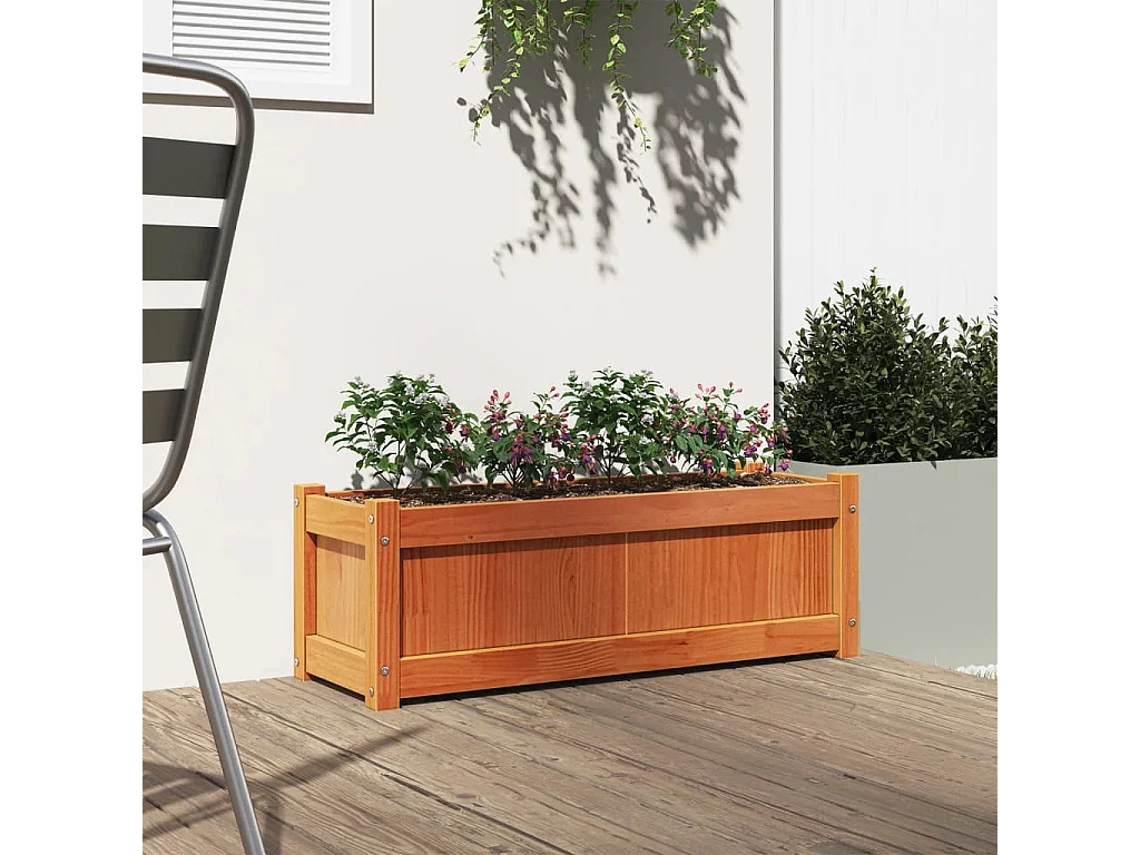 Jardinière cire marron 90x31x31 cm bois de pin massif FR60006