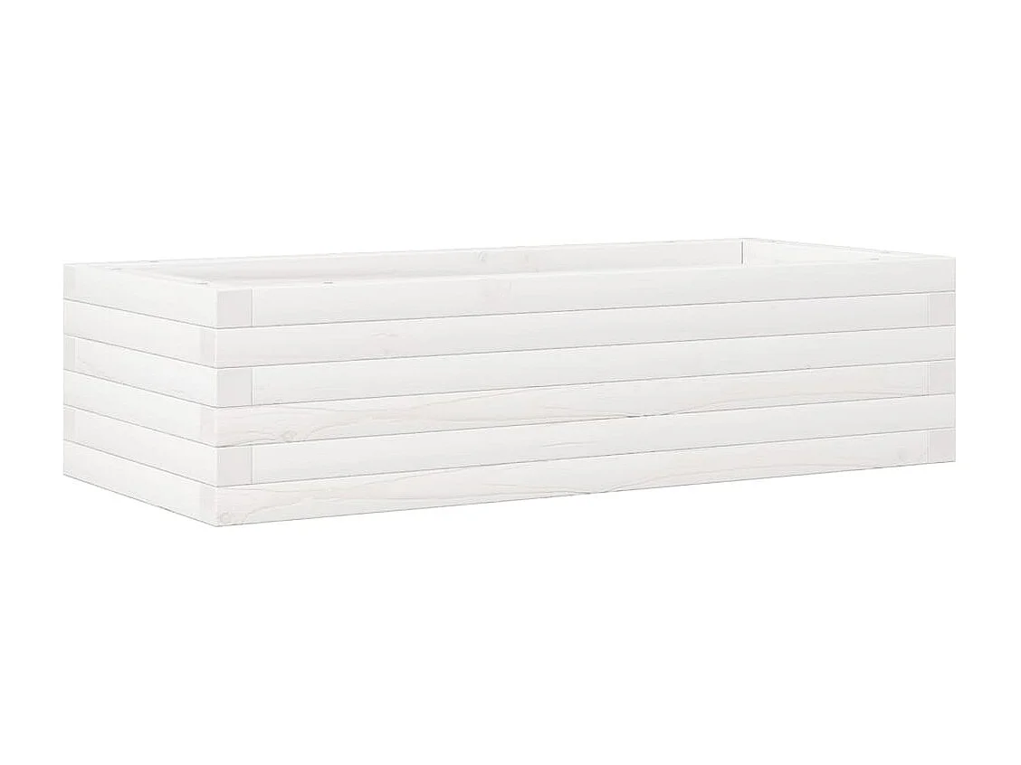 Jardinière blanc 90x40x23 cm bois de pin massif FR67880