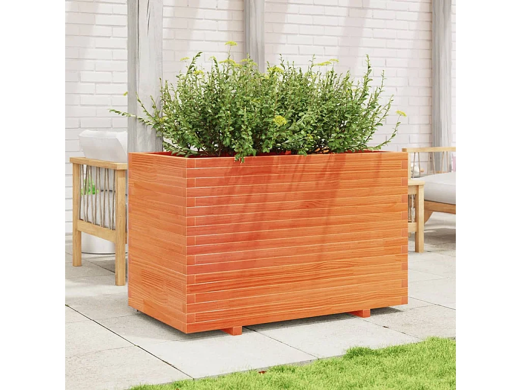 Vaso/floreira jardim 110x60x72 cm pinho maciço castanho mel PT268693