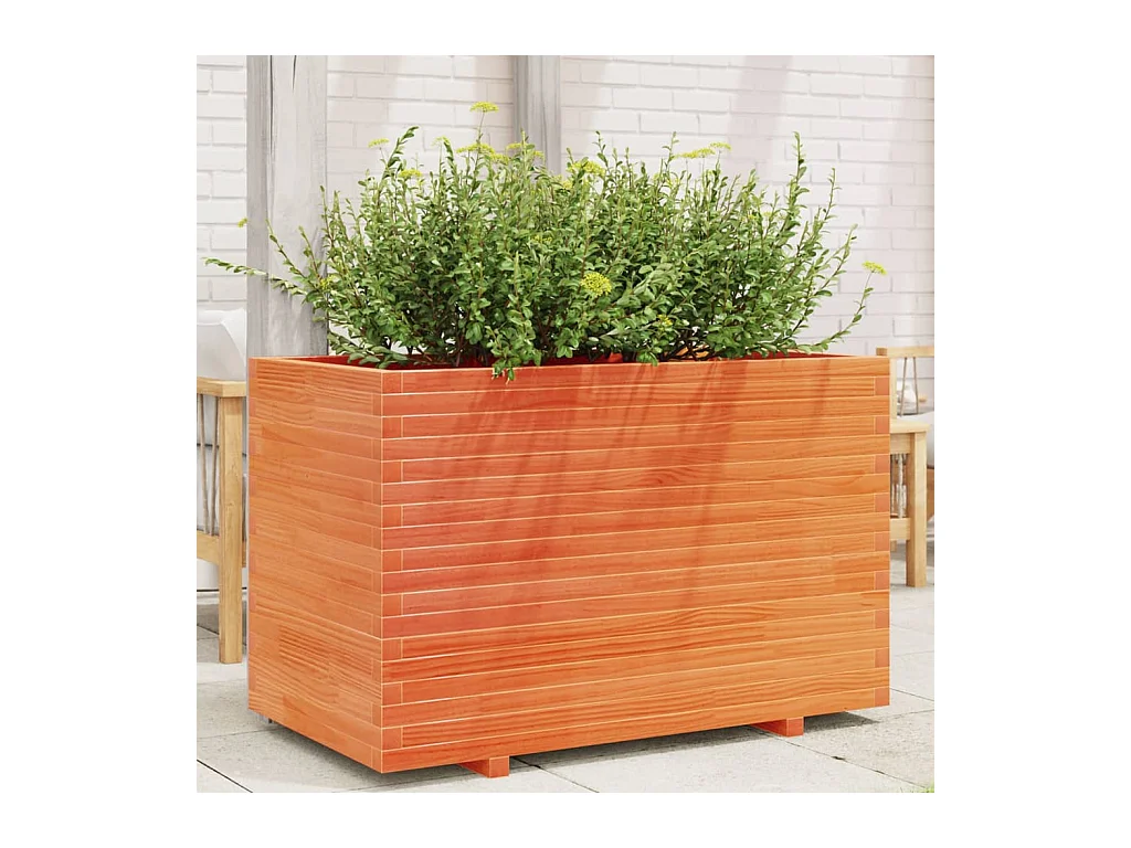 Jardinière cire marron 110x60x72 cm bois de pin massif FR89655
