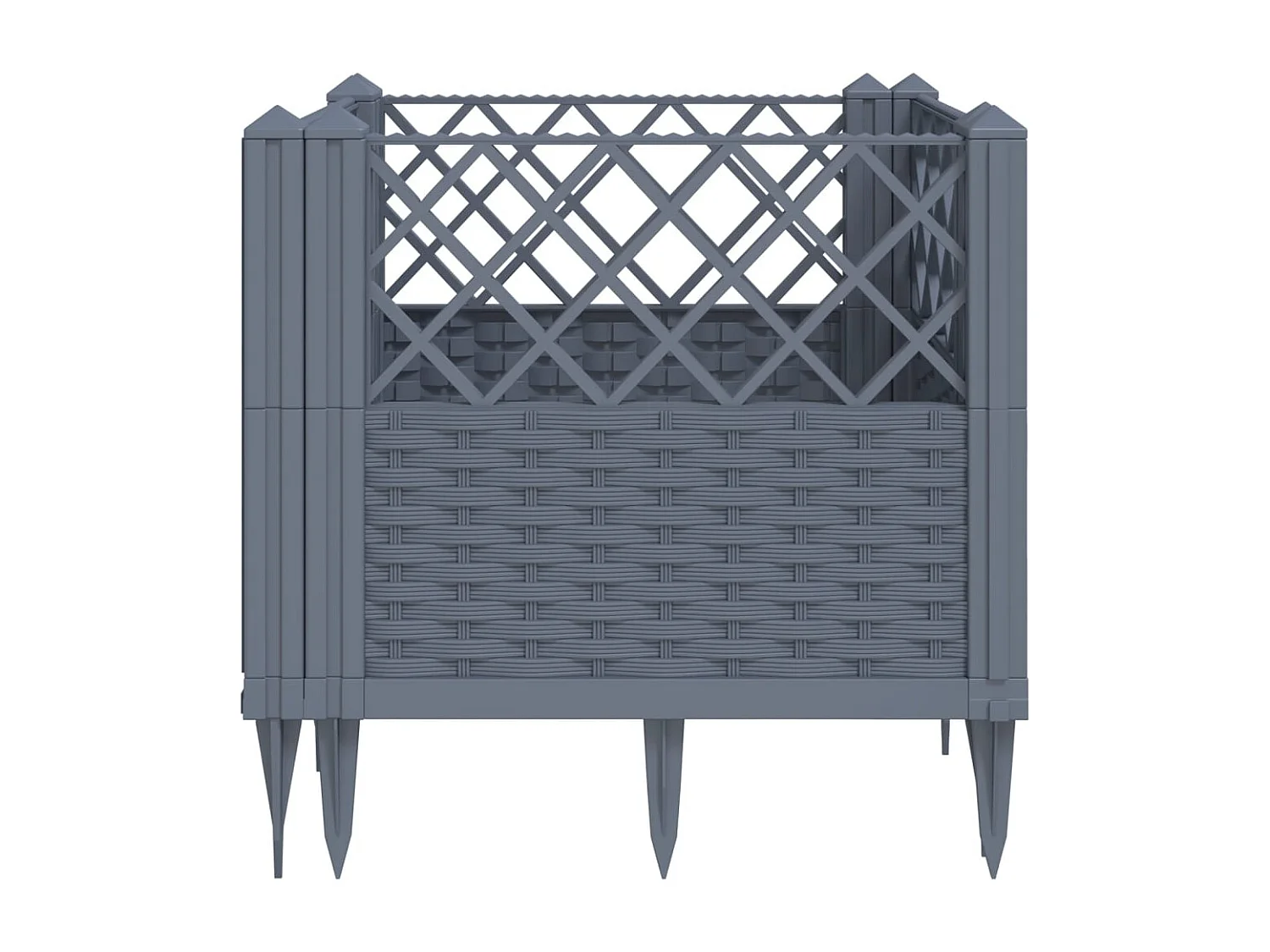 Jardinera con clavijas PP gris 43,5x43,5x43,5 cm ES900378