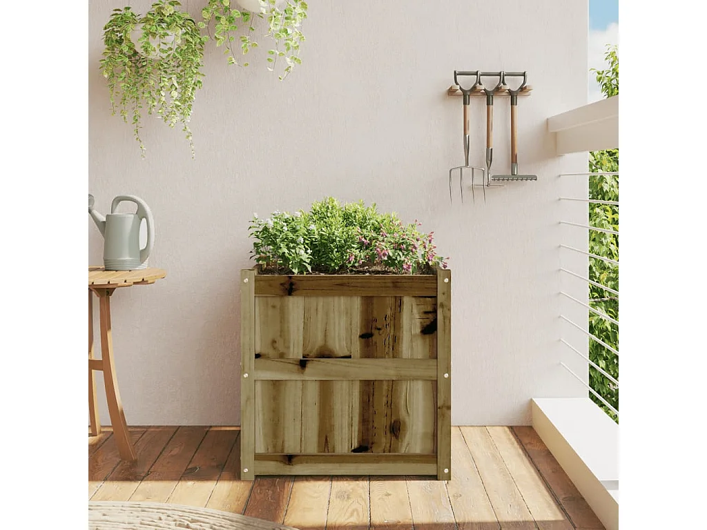 Jardinera de madera maciza de pino impregnada 60x60x60 cm ES966719