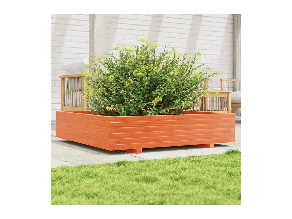 Jardinière cire marron 110x110x26,5 cm bois de pin massif FR25239