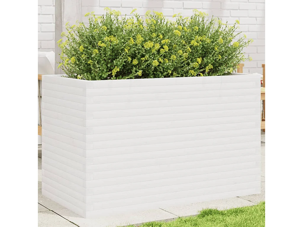 Jardinera madera maciza de pino blanco 110x60x68,5 cm ES604234