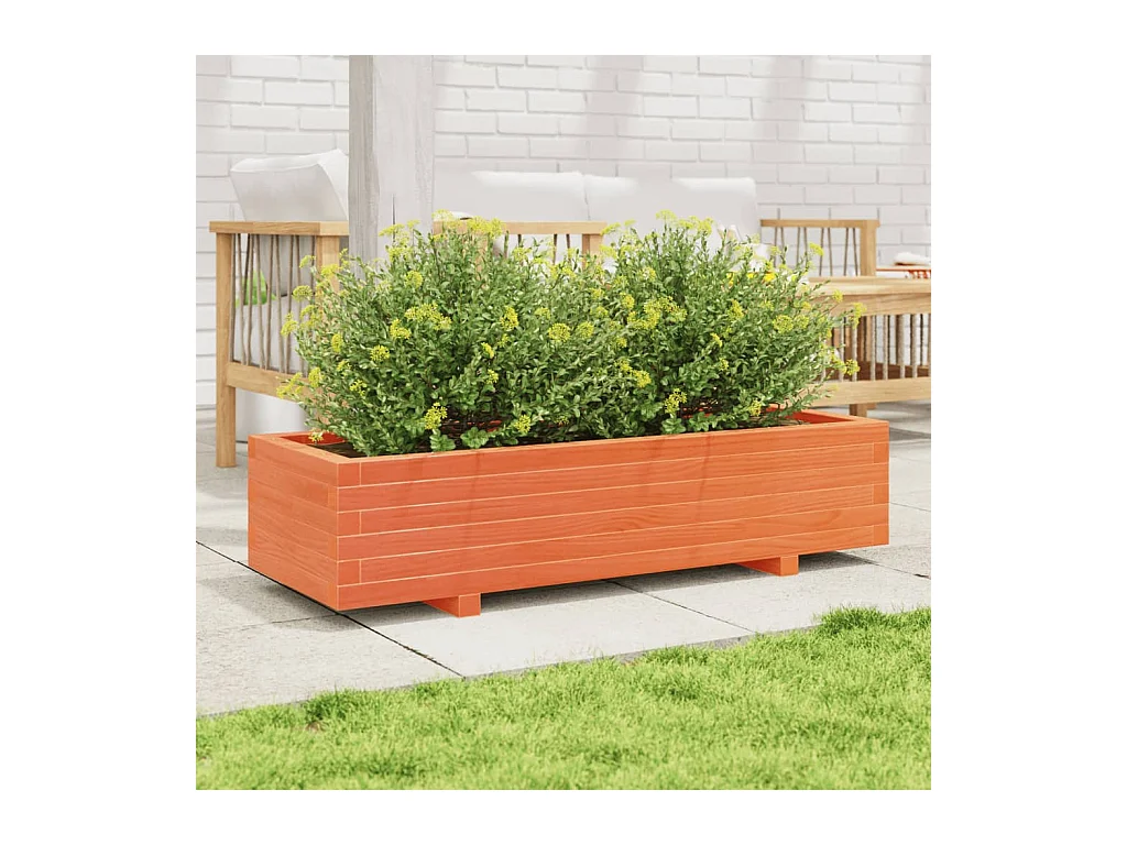 Jardinière cire marron 110x40x26,5 cm bois de pin massif FR21937