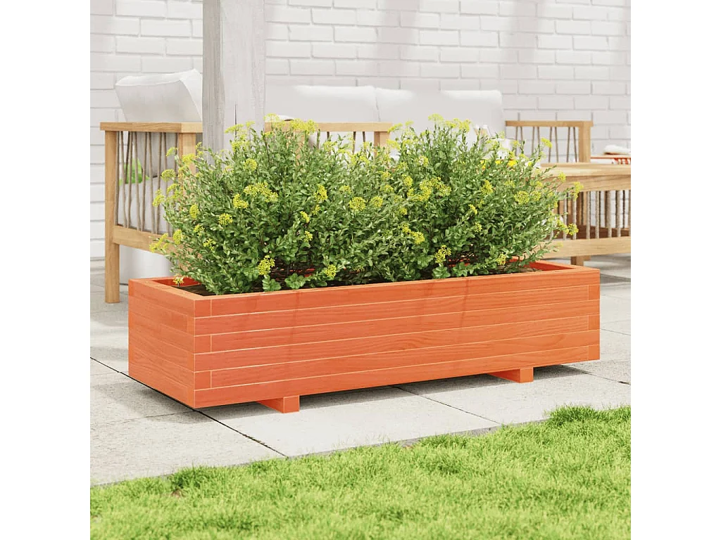 Jardinière cire marron 110x40x26,5 cm bois de pin massif FR21937