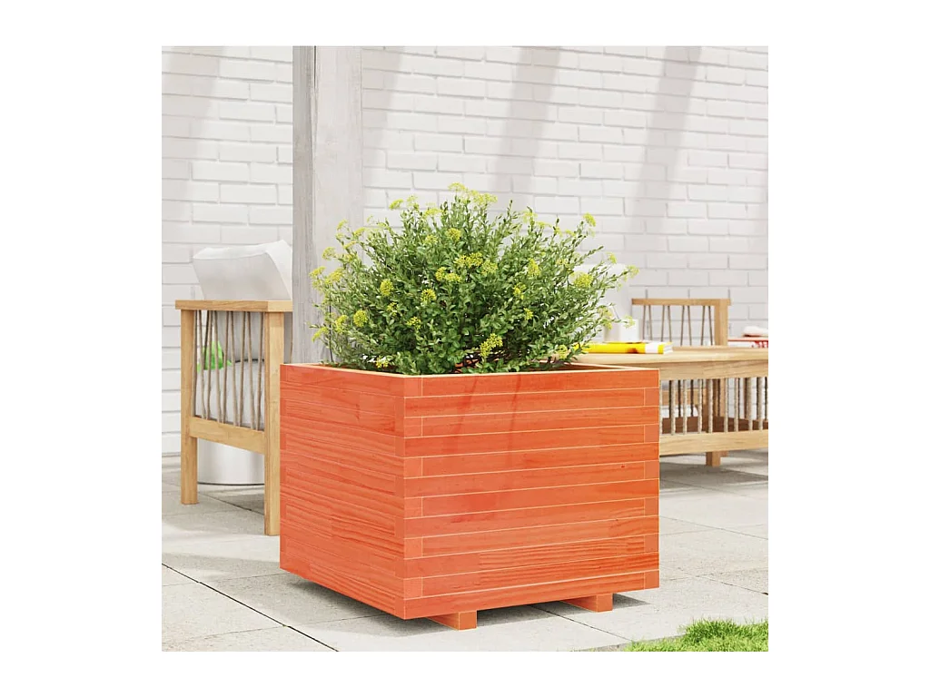 Jardinière cire marron 60x60x49,5 cm bois de pin massif FR41412