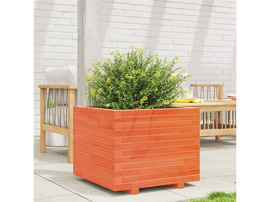 Jardinière cire marron 60x60x49,5 cm bois de pin massif FR41412