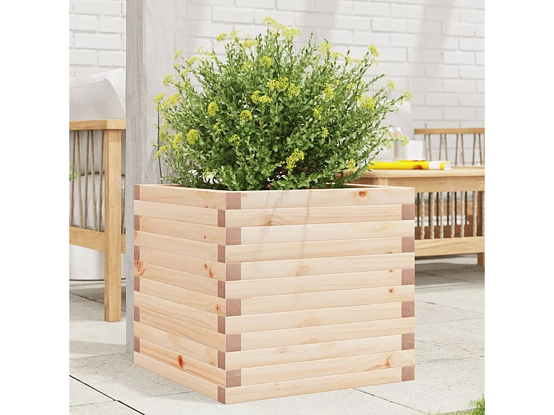 Jardinera de madera maciza de pino 50x50x45,5 cm ES115177