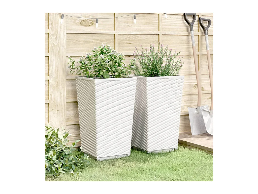 Jardinières 2 pcs blanc 32,5x32,5x57 cm polypropylène FR87405