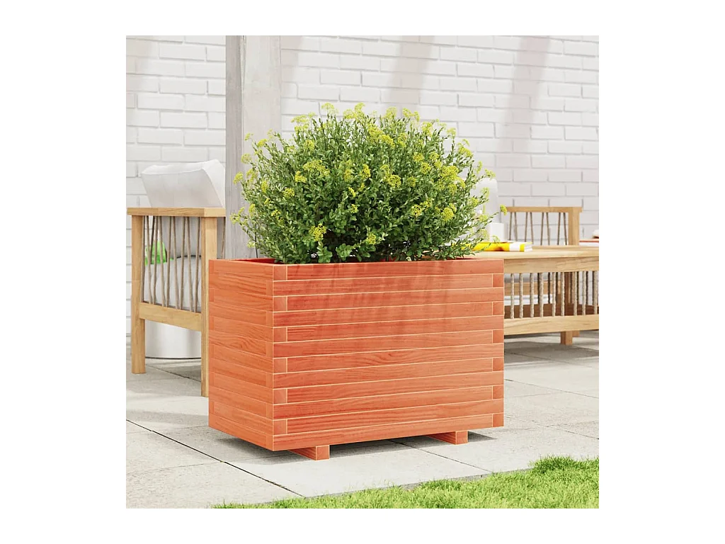 Jardinière cire marron 70x40x49,5 cm bois de pin massif FR47206