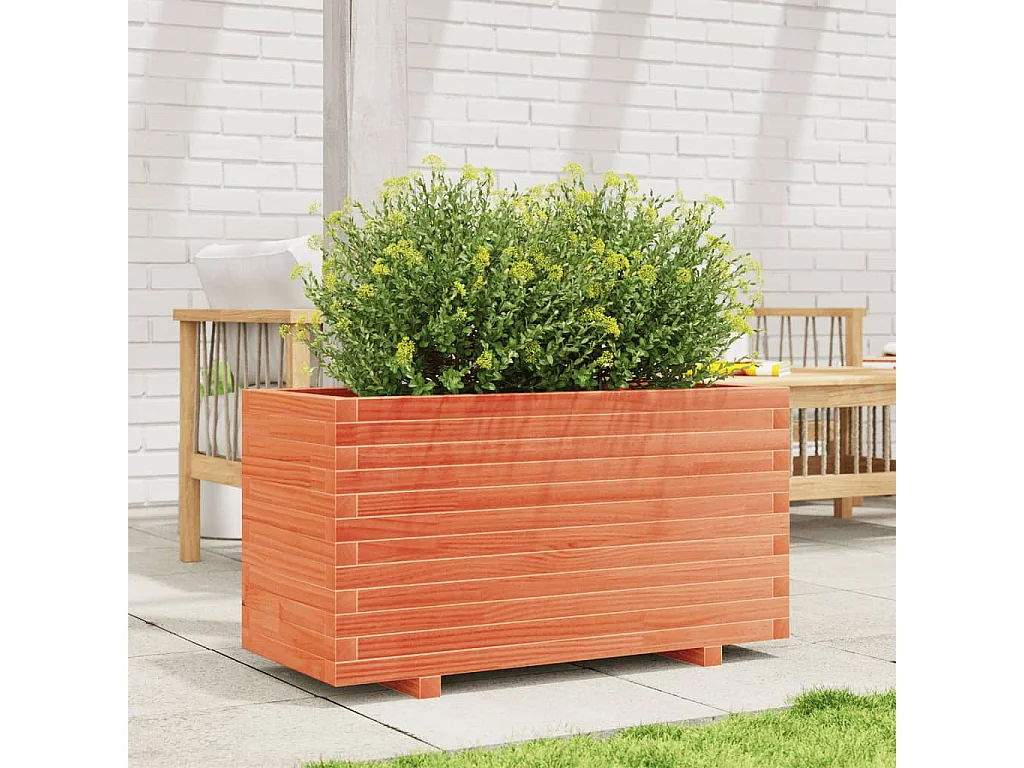 Jardinière cire marron 90x40x49,5 cm bois de pin massif FR40516