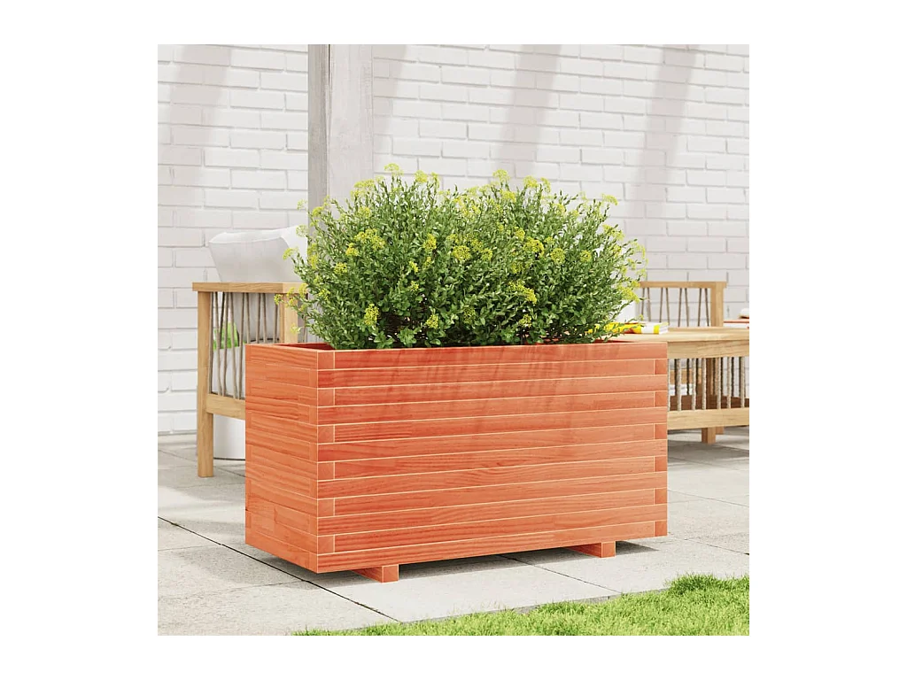 Jardinière cire marron 90x40x49,5 cm bois de pin massif FR40516