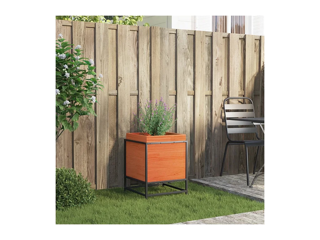 Jardinière cire marron 40x40x50 cm bois de pin massif FR96051