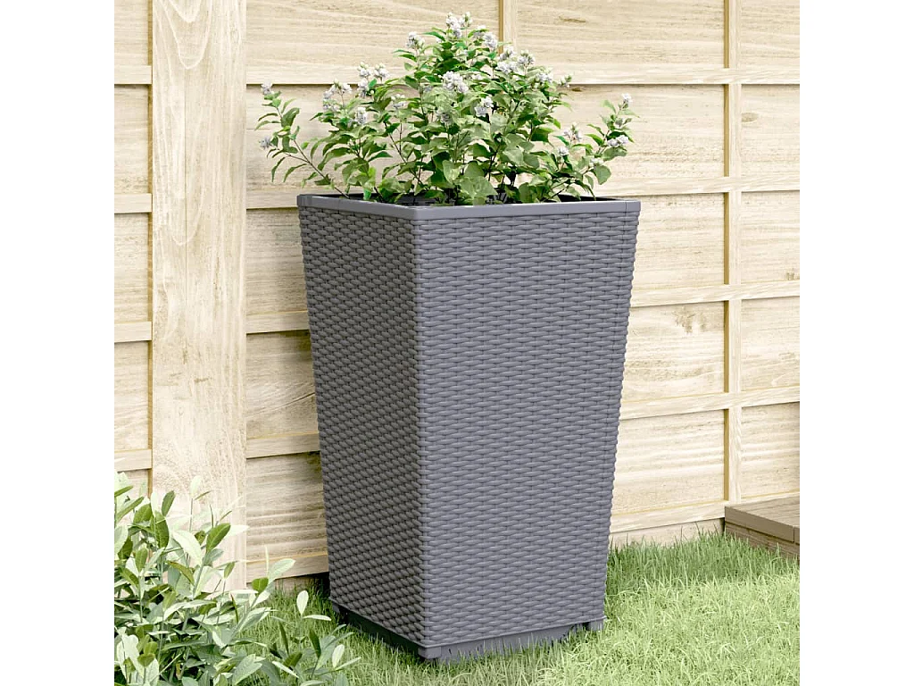 Plantenbakken 2 st 32,5x32,5x57 cm polypropeen grijs BE946661