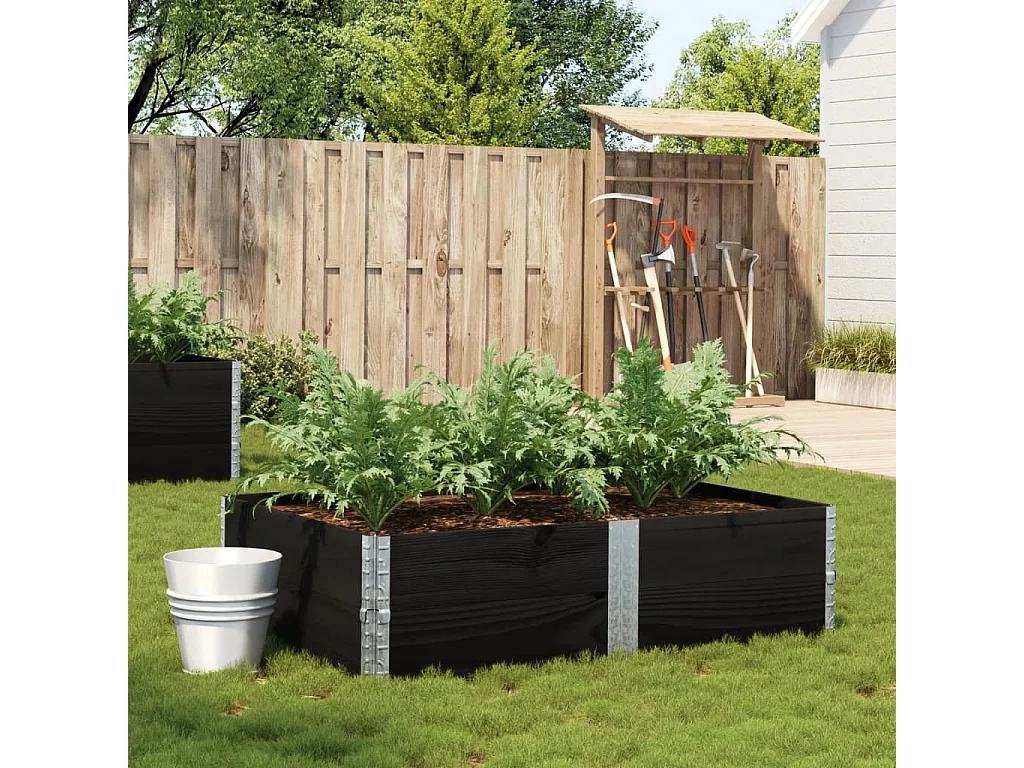 Jardinière noir 150x100 cm bois massif de pin FR62881