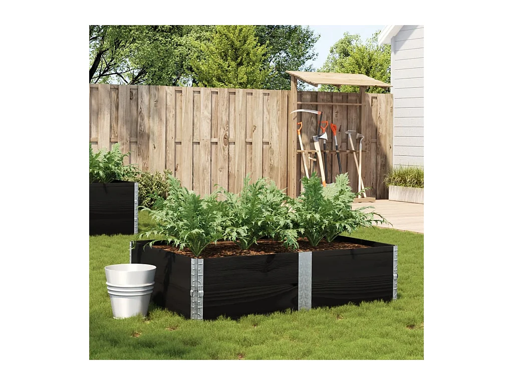 Jardinière noir 150x100 cm bois massif de pin FR62881
