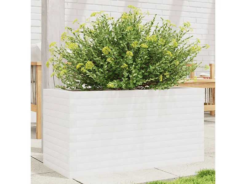Jardinera madera maciza de pino blanco 90x40x45,5 cm ES250728