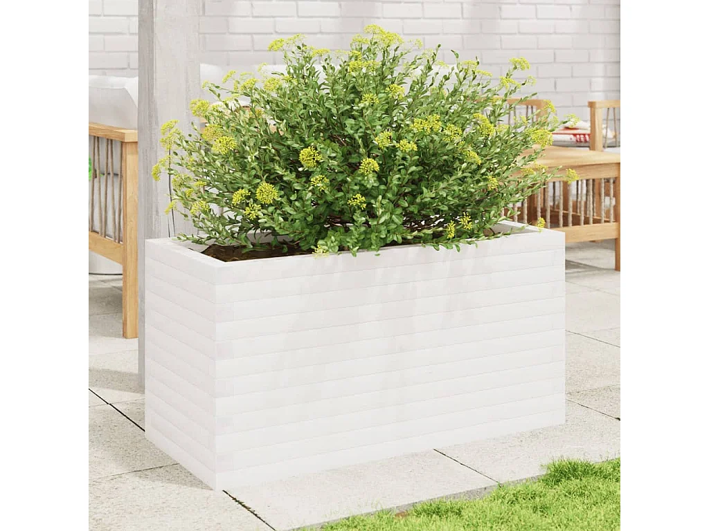 Jardinera madera maciza de pino blanco 90x40x45,5 cm ES250728