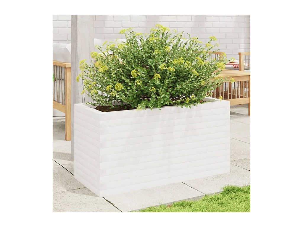 Jardinière blanc 90x40x45,5 cm bois de pin massif FR70158