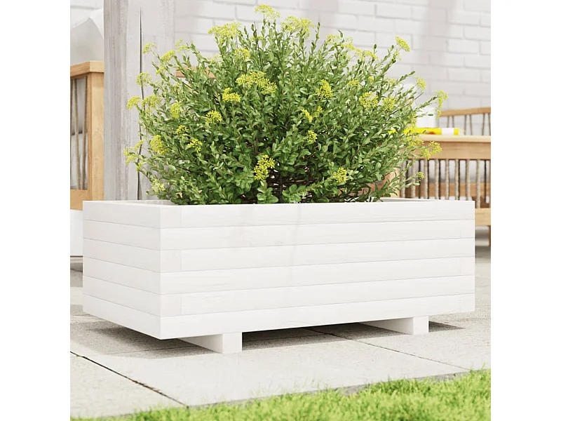 Jardinera de madera maciza de pino blanco 70x40x26,5 cm ES179354