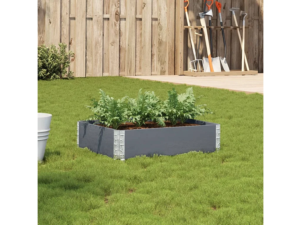 Jardinière gris 80x60 cm bois massif de pin FR72536