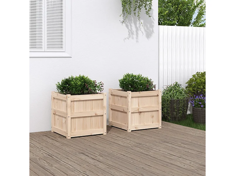 Plantenbakken 2 st cm massief grenenhout BE776448