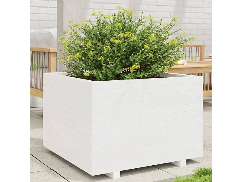 Vaso de jardim 70x70x49,5 cm madeira de pinho maciça branco PT648064