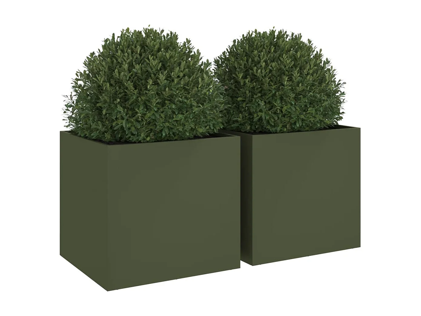 Plantenbakken 2 st 49x47x46 cm koudgewalst staal olijfgroen BE213514