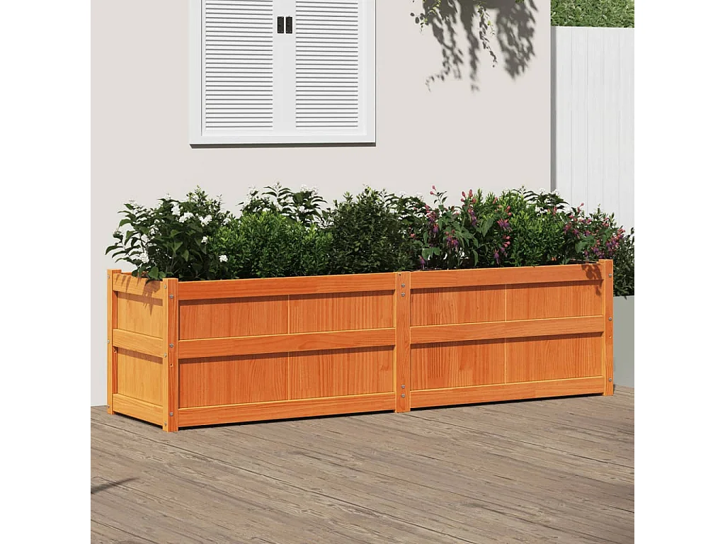 Jardinière cire marron 180x50x50 cm bois de pin massif FR77803