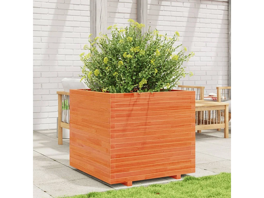 Plantenbak 80x80x72 cm massief grenenhout wasbruin BE522800