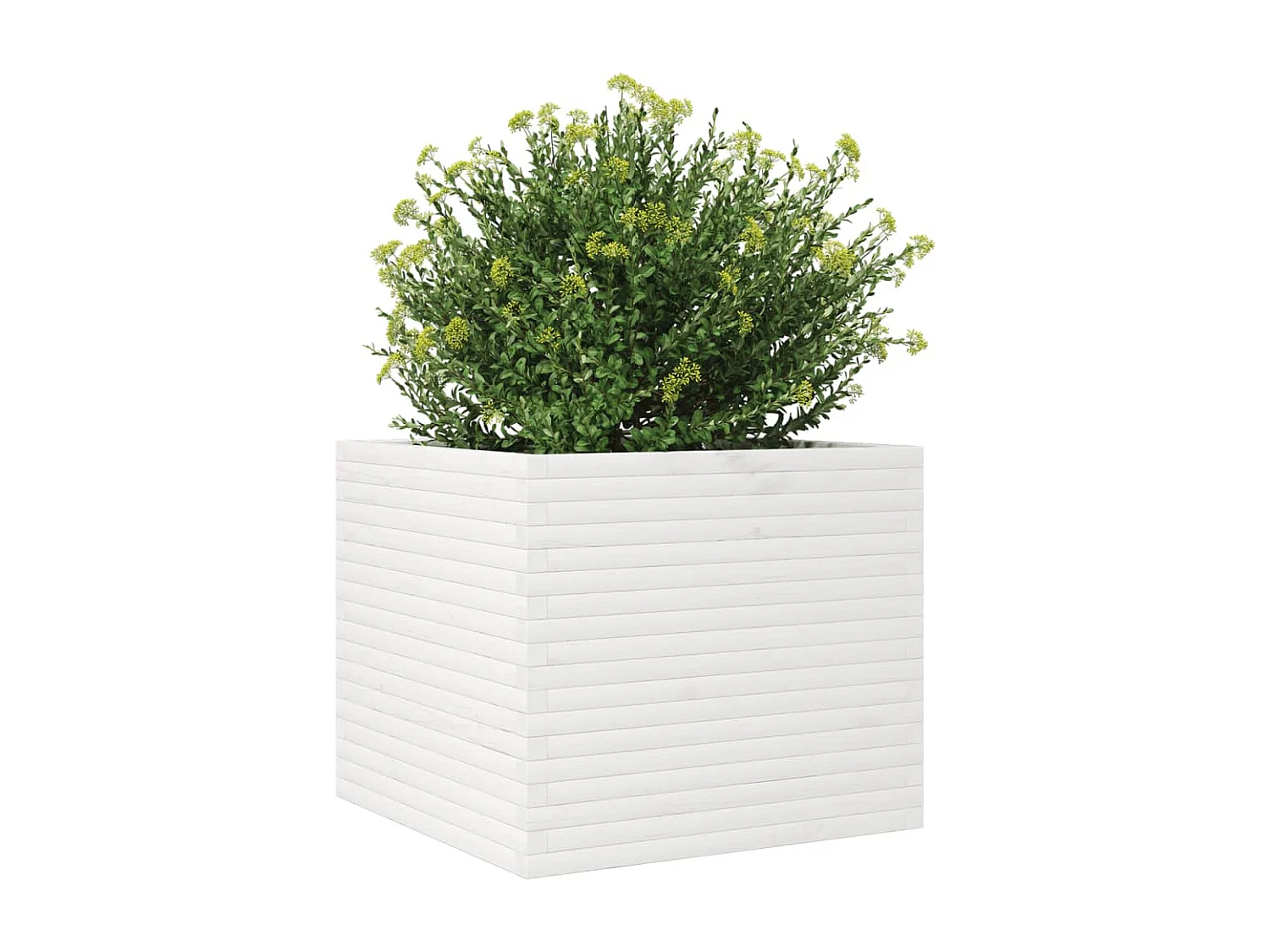 Vaso/floreira de jardim 80x80x68,5 madeira pinho maciça branco PT429140