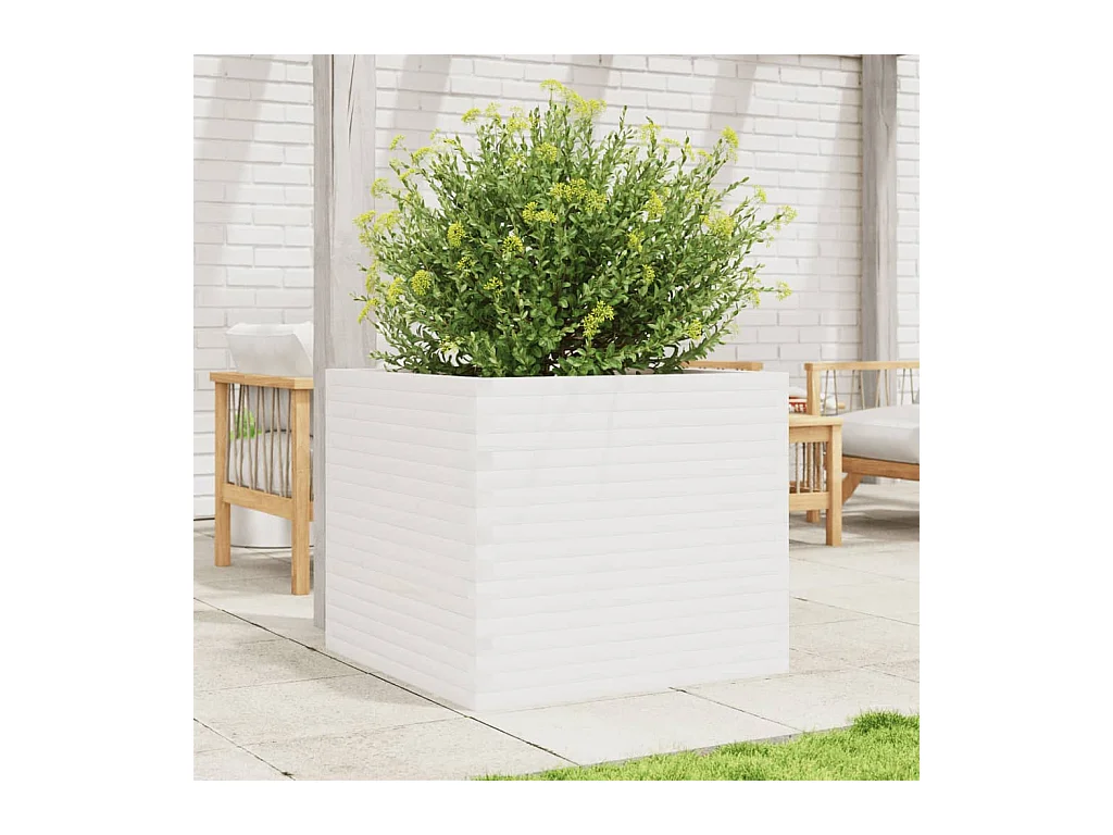 Jardinière blanc 80x80x68,5 cm bois de pin massif FR17508