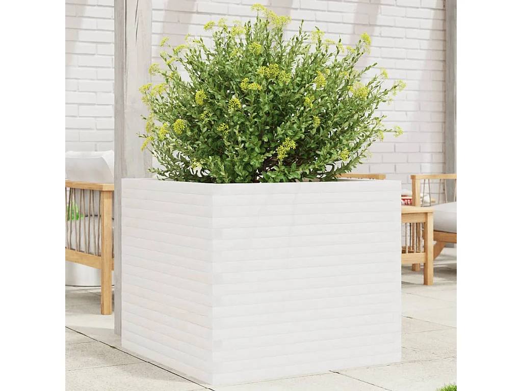 Plantenbak 80x80x68,5 cm massief grenenhout wit BE625640