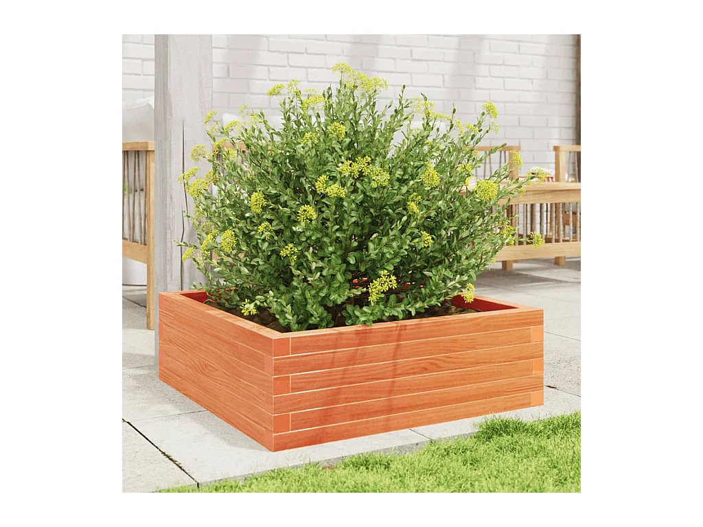 Jardinière cire marron 70x70x23 cm bois de pin massif FR81573