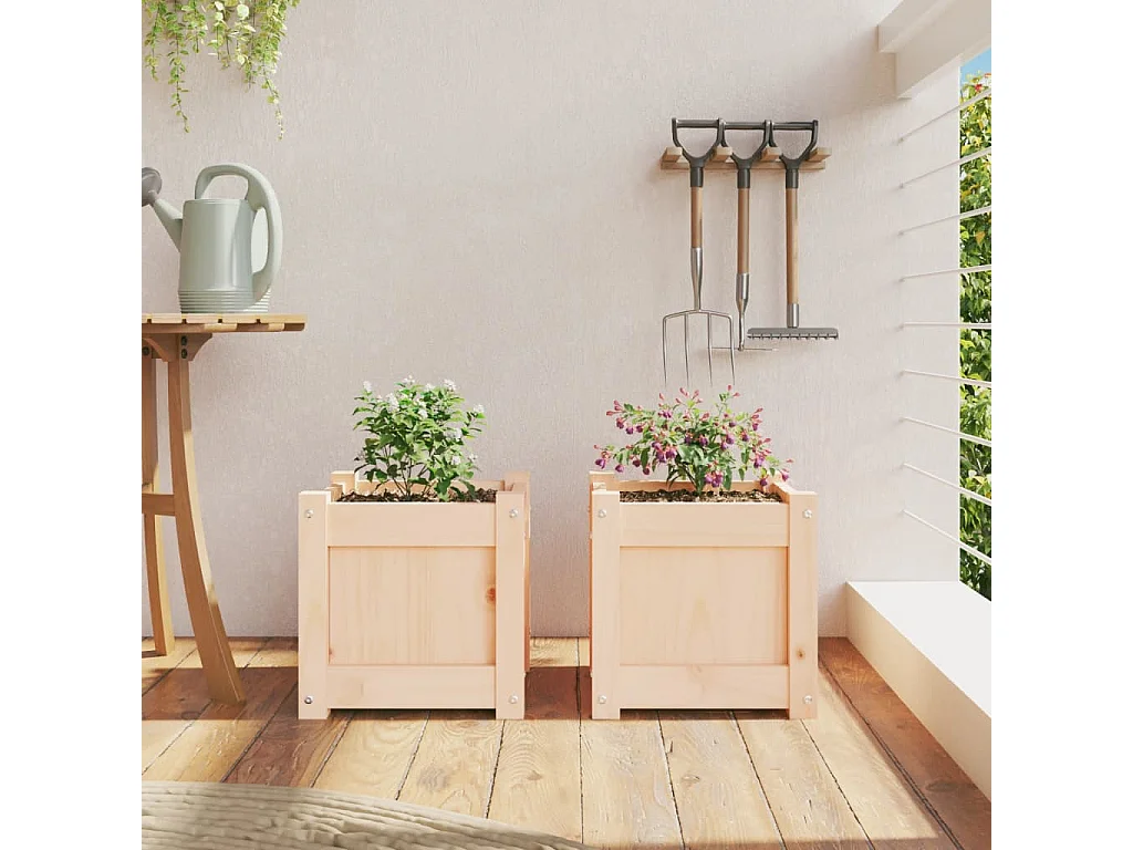 Jardinières 2 pcs bois de pin massif FR76698