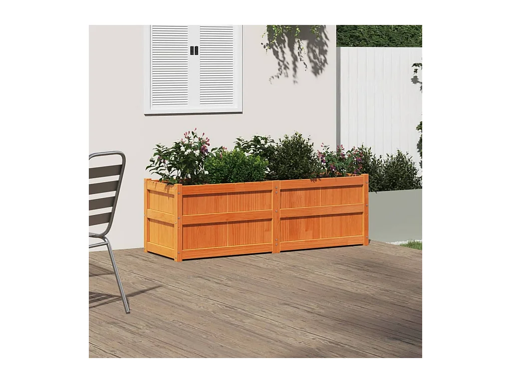 Jardinière cire marron 150x50x50 cm bois de pin massif FR42864