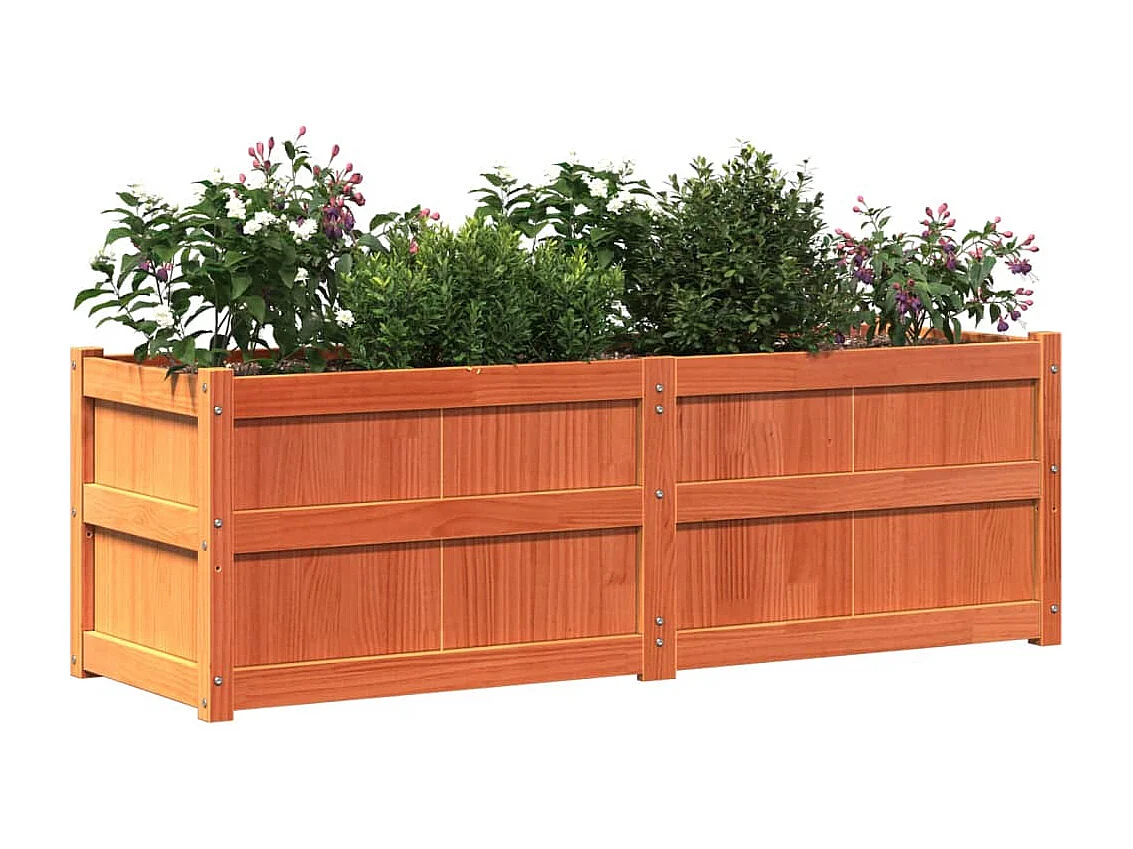 Jardinière cire marron 150x50x50 cm bois de pin massif FR42864