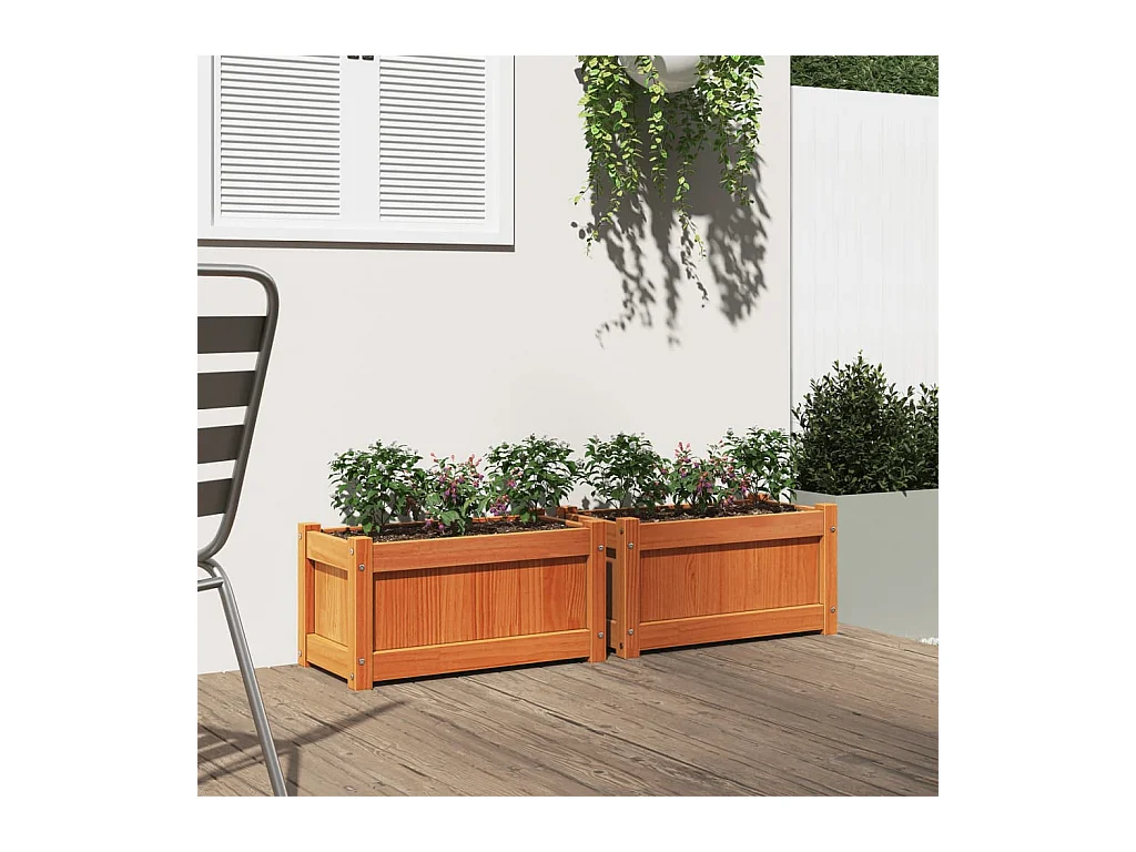 Jardinières 2 pcs cire marron bois de pin massif FR68326