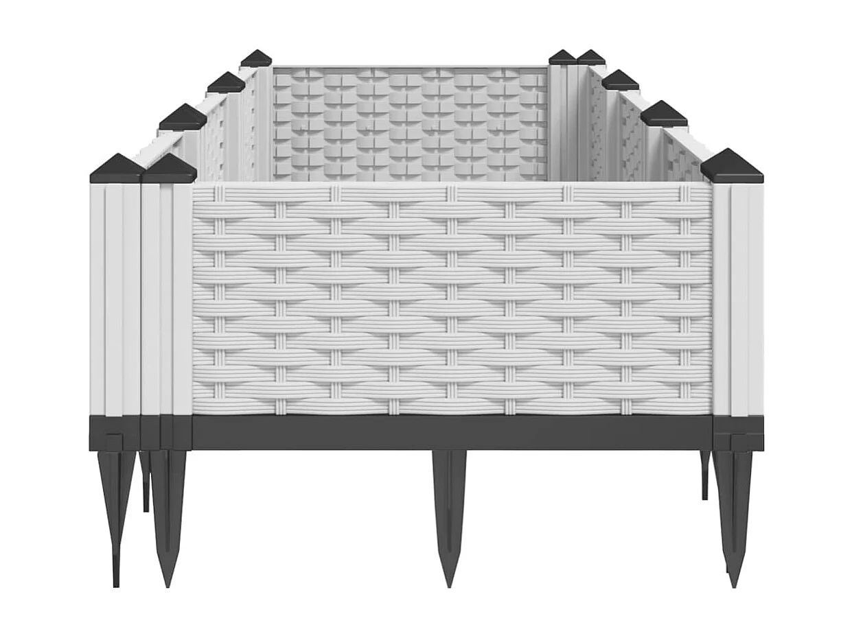 Jardinière avec piquets blanc 125x40x28,5 cm PP FR64668
