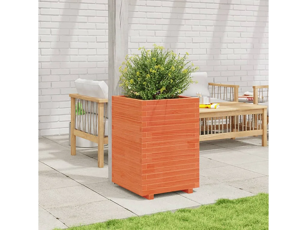 Jardinière cire marron 50x50x72,5 cm bois de pin massif FR56402