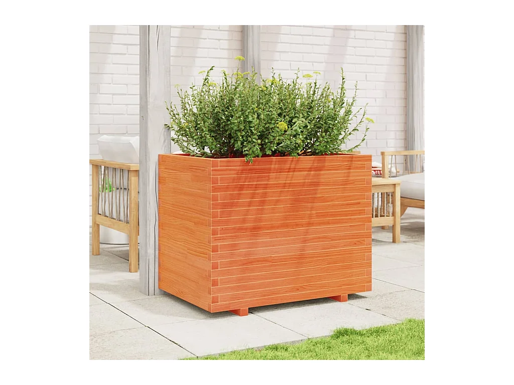 Jardinière cire marron 90x60x72 cm bois de pin massif FR67060