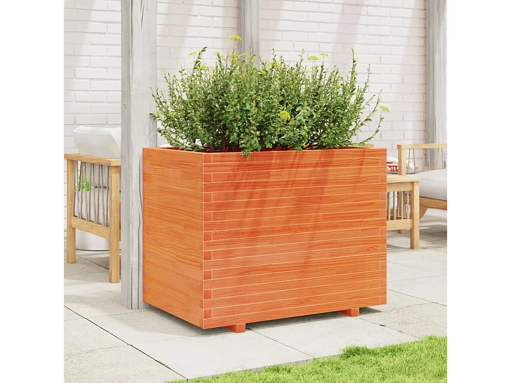 Jardinière cire marron 90x60x72 cm bois de pin massif FR67060