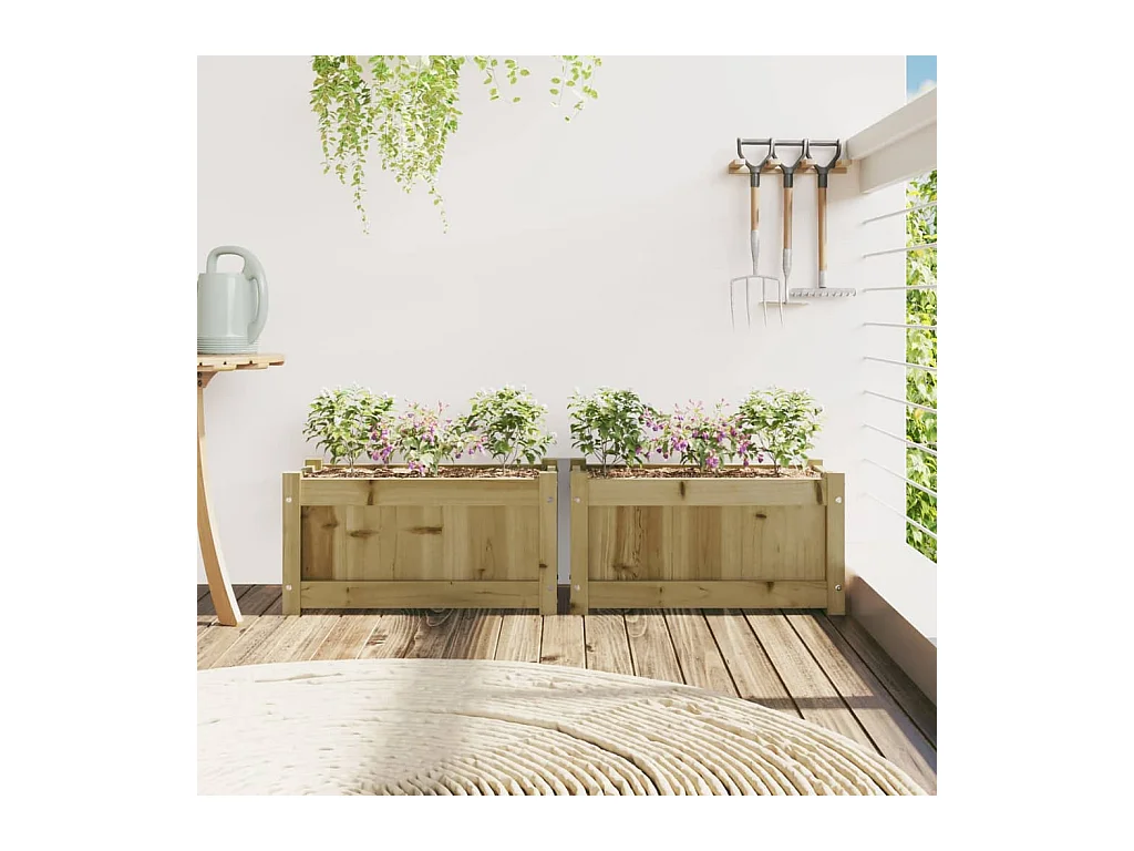 Jardinières 2 pcs bois de pin imprégné FR65163