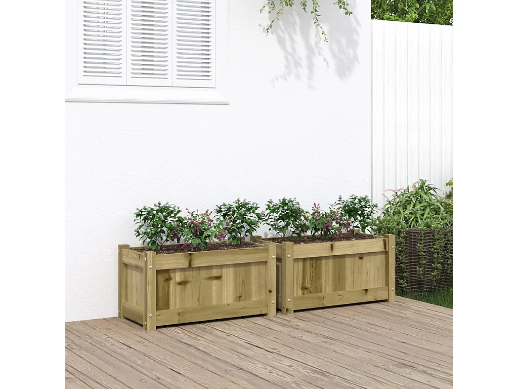 Jardinières 2 pcs bois de pin imprégné FR65163